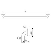 Barre de relèvement D 32 entraxe 900 mm inox poli brillant réf. 50509P2