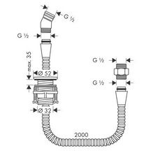 Support de douchette encastré pour bord de baignoire avec flexible métallique 2,00 m, chromé réf. 28307000