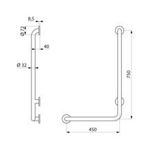 Poignée d'équerre gauche D 32 750 x 450 mm inox poli brillant réf. 5070GP2