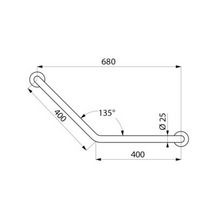 Barre de maintien 1coudée à 135° D 25 400 x 400 mm, fixation invisible par platine inox D 73, inox 304 bactériostatique poli brillant réf. 5086P2