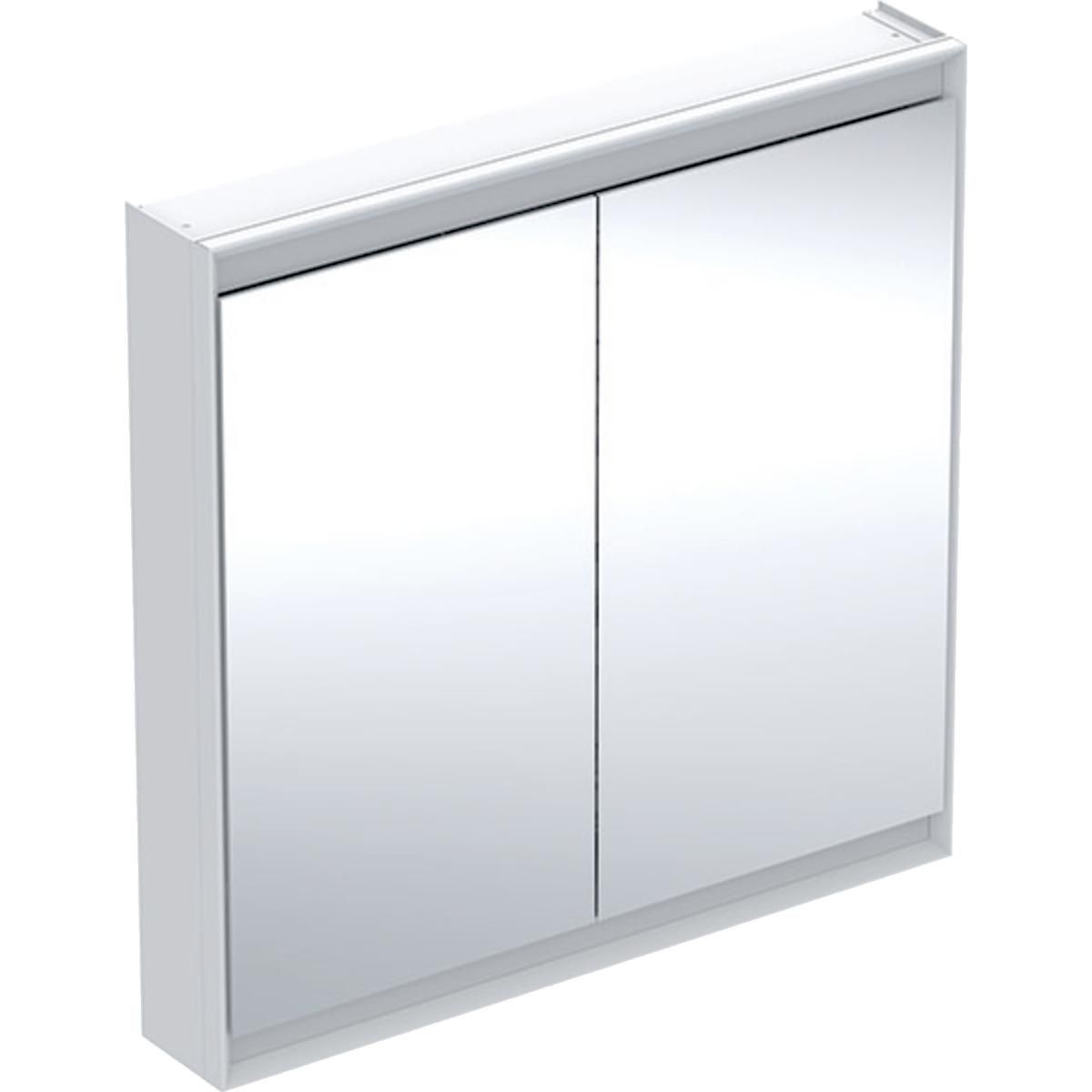 Armoire de toilette Geberit ONE avec ComfortLight et deux portes, montage en apparent, hauteur 90 cm: blanc / aluminium thermopoudré