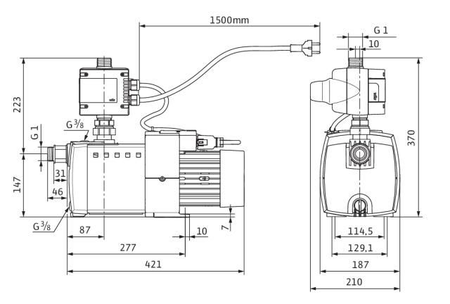 HiMulti3C1-25P Pompe centrifuge horizontale multicellulaire auto-amorçante à moteur ventilé avec moteur à bride directe et commande automatique de  Pompe Ref. 2543600