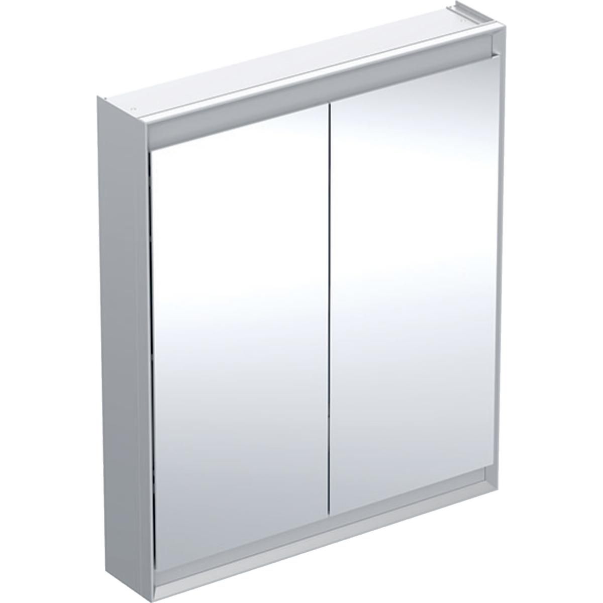 Armoire de toilette Geberit ONE avec ComfortLight et deux portes, montage en apparent, hauteur 90 cm: aluminium anodisé