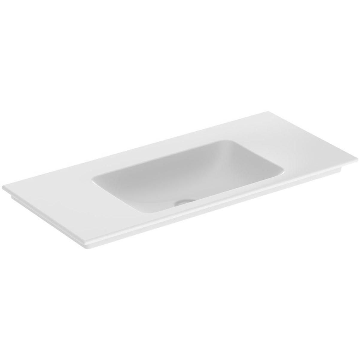 Lavabo pour meuble Geberit ONE, sortie verticale: B=105cm, T=48cm, Trou de robinetterie=Sans, Trop-plein=Sans, blanc / KeraTect