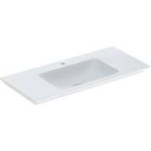 Lavabo pour meuble Geberit ONE, sortie verticale: B=105cm, T=48cm, Trou de robinetterie=Au centre, Trop-plein=Sans, blanc / KeraTect