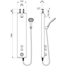 Panneau de douche, robinet temporisé thermostat bi commande 1/4 de tours en aluminium anodisé, à poser en applique, avec mitigeur thermostatique Premix, robinet temporis é 25 sec et pomme de douche inviolable en laiton massif chromé réf. 792390