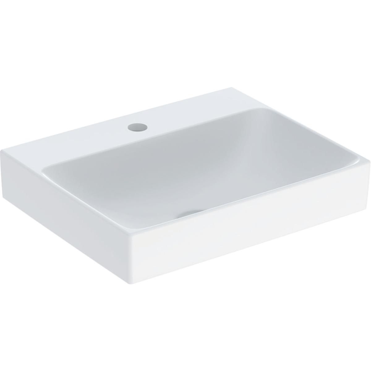 Lavabo Geberit ONE sortie verticale: B=50cm, T=40cm, Trou de robinetterie=Au centre, Trop-plein=Sans, blanc / KeraTect