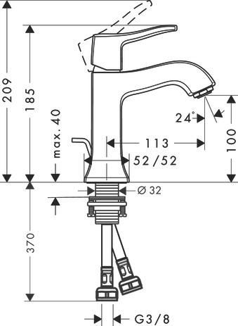 Mitigeur de lavabo METRIS CLASSIC chromé réf. 31075000