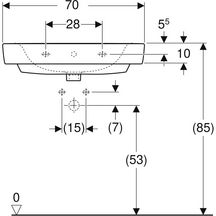 Lavabo Geberit Renova Plan 70 cm avec trop plein et trou de robinetterie