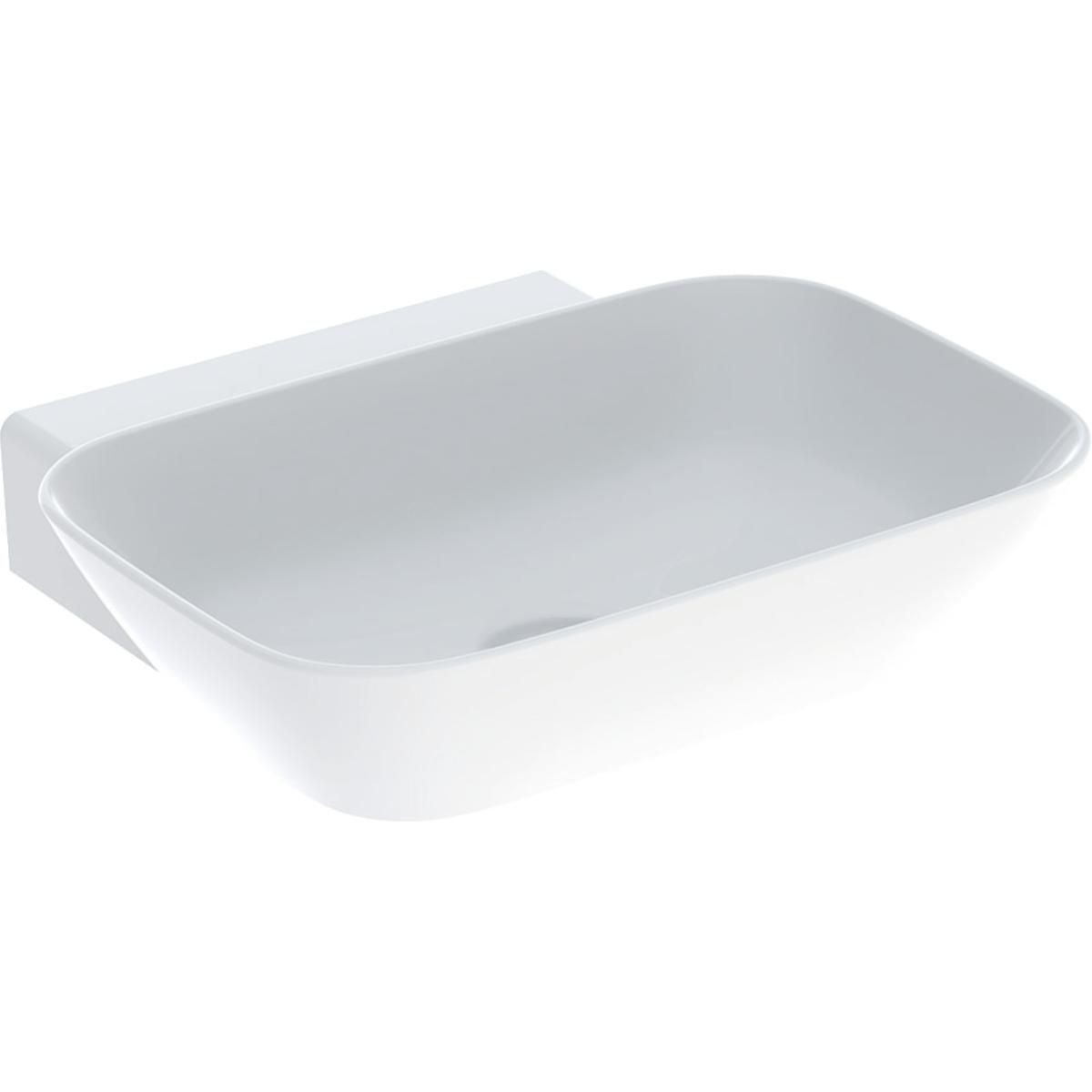 Lavabo à poser Geberit ONE en forme de vasque, sortie verticale: B=50cm, T=42.5cm, Trou de robinetterie=Sans, Trop-plein=Sans, blanc / KeraTect