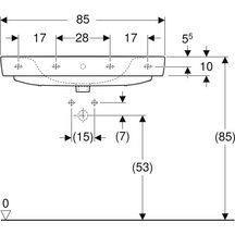 Lavabo Geberit Renova Plan 85 cm avec trop plein et trou de robinetterie