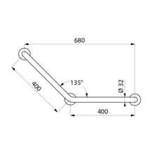 Barre à 135°° diamètre 32 mm 3 points de fixation 400 x 400. nylon HR brillant blanc réf. 5081N