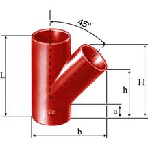 Embranchement Culotte simple SMU S à 45° en fonte diamètre nominal 150-100mm Réf. 156879 PAM