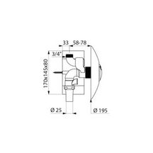 Robinet Tempoflux 2 temporisé 20 X 27 mm encastré et bouton poussoir chromés avec boitier d'encastrement double touche réf. 762902