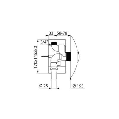 Robinet Tempoflux 2 temporisé 20 X 27 mm encastré et bouton poussoir chromés avec boitier d'encastrement double touche réf. 762902