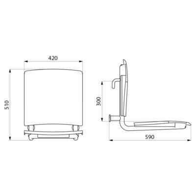 Siège de douche inox à accrocher, assise et dosseret grand confort nylon HR brillant blanc réf. 510300