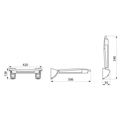 Siège de douche inox relevable, assise grand confort nylon HR brillant blanc réf. 510420