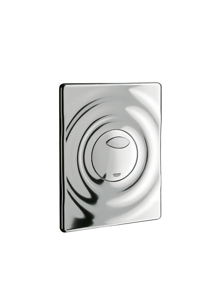 Plaque de commande WC SURF, double touche ou interrompable, pour mécanisme pneumatique, montage horizontal ou vertical, 156 x 197 mm, en ABS, chromé Réf. 38861000