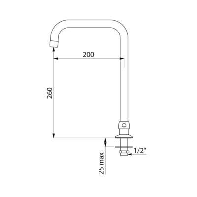 Rejet de lavabo sur table à bec col de cygne orientable hauteur 275 mm saillie 200 mm réf. 1306T2