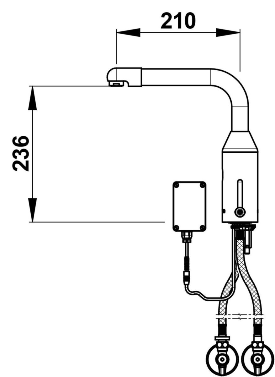 Mitigeur lavabo PRESTO 5750 avec bec standard tournant, alimentation pile réf. 55130