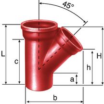 Embranchement Culotte simple SME à 45° en fonte diamètre nominal 150-100mm Réf. 156227 PAM