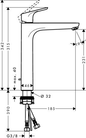 Mitigeur de lavabo Focus 230 avec tirette et vidage Réf. 31531000