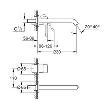 Mitigeur lavabo monocommande ESSENCE mural à encastrer 2 trous lavabo taille L Hard Graphite brossé Réf. 29193AL1