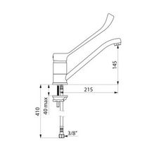 Mitigeur d'évier à bec haut orientable, bec en laiton chromé H 145 avec levier médical coudé L 220 réf. 2210L