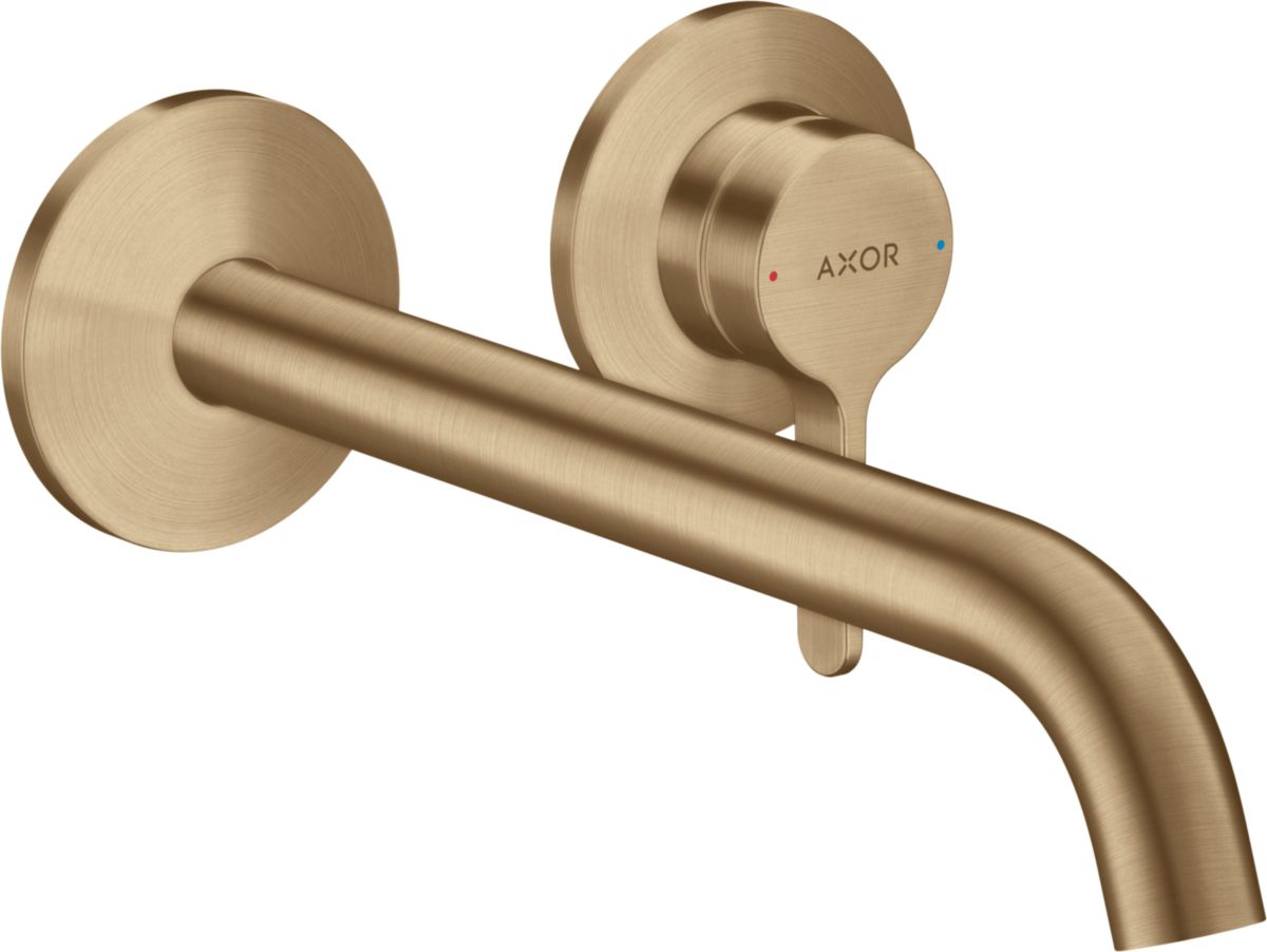 AXOR One Mitigeur de lavabo encastré mural, bec 220 mm, bonde à écoulement libre, Bronze brossé