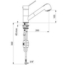 Mitigeur à bec orientable L 195, douchette extractible, manette ajourée réf. 2211