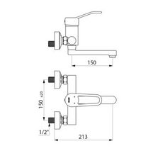 Mitigeur de douche 2 trous mural bec L 200, manette pleine réf. 2446