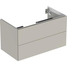 Meuble bas pour lavabo Geberit ONE, avec deux tiroirs: Largeur de lavabo=90cm, H=50.4cm, T=47cm, greige / laqué mat