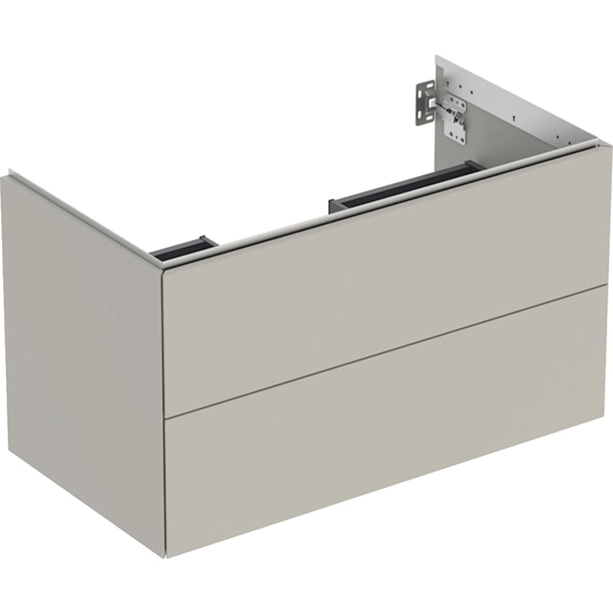 Meuble bas pour lavabo Geberit ONE, avec deux tiroirs: Largeur de lavabo=90cm, H=50.4cm, T=47cm, greige / laqué mat