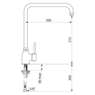 Mitigeur à bec orientable L 300 mm grandes plonges réf. 2506T3