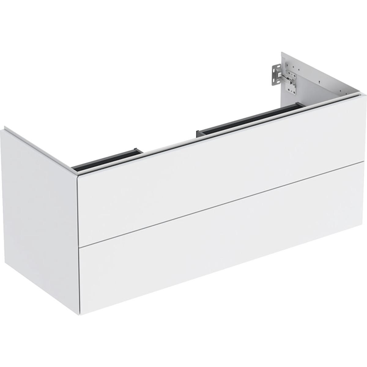 Meuble bas pour lavabo Geberit ONE, avec deux tiroirs: Largeur de lavabo=120cm, H=50.4cm, T=47cm, blanc / laqué mat