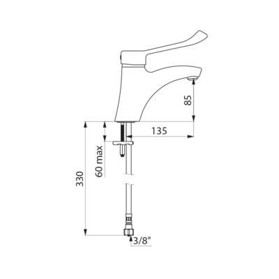 Mitigeur de lavabo à bec fixe H 85, levier et cartouche à équilibrage de pression réf. 2521LEP