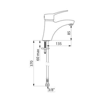 Mitigeur de lavabo H 85, manette pleine Réf. 2521T