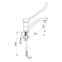 Mitigeur pour lave-mains à poser sur plage, avec levier médical coudé L 200 pour commande sans contact manuel et bec H 95 M170 orientable réf. 2522L