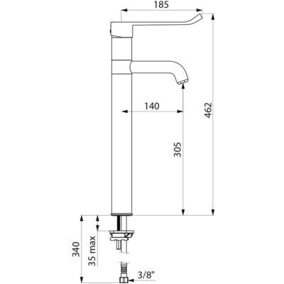 Mitigeur à bec orientable 160 / 300 levier L 215 flexible PEX réf. 2564T3