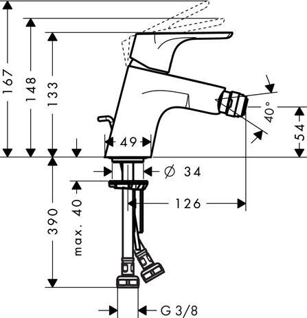 Mitigeur de bidet FOCUS E², avec cartouche 2 vitesses, chromé réf. 31928000