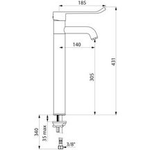 Mitigeur à bec fixe 160 / 300 levier L 215, flexibles PEX, cartouche épaisseur réf. 2565T3EP