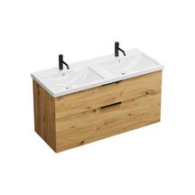 Ensemble EQIO SMART meuble sous-vasque L120cm avec plan céramique double vasque Réf. SFSS123F5259C0001G0200