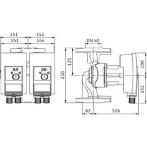 Circulateur collectif chauffage haut rendement Yonos Maxo-D 40 / 0,5 - 12 Réf 2120665