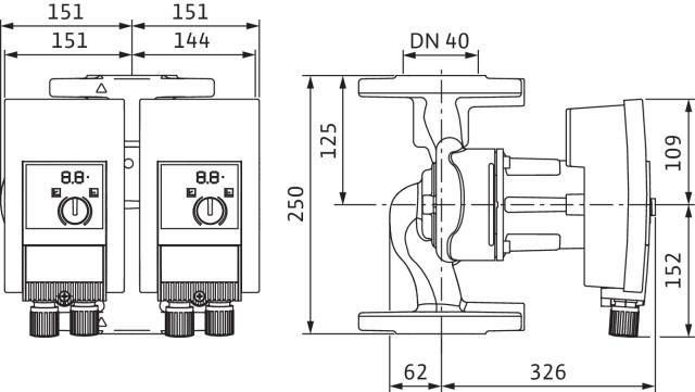 Circulateur collectif chauffage haut rendement Yonos Maxo-D 40 / 0,5 - 12 Réf 2120665