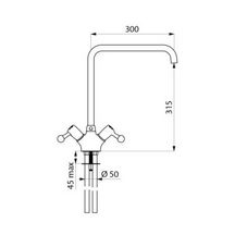 Mélangeur 5600 monotrou pour grandes plonges ou bac à laver col de cygne orientable diamètre 22 mm débit < lt/>107 l/mn saillie 300 mm réf. 5610