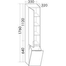 Colonne EQIO SMART avec panier à linge, 1 porte, 3 étagères en verre, finition Chêne décor argent Réf. HSRF035GF6293G0200