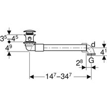 Bonde Geberit modèle gain de place, bonde compacte, avec bouchon de bonde externe à déclenchement par pression: G=1 1/4"