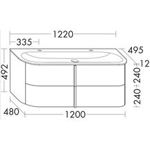 Meuble sous vasque LAVO 2.0 L122cm avec plan double vasque en pierre de synthèse, finition gris sauge mat Réf. SGZD122F6270C0037G0227