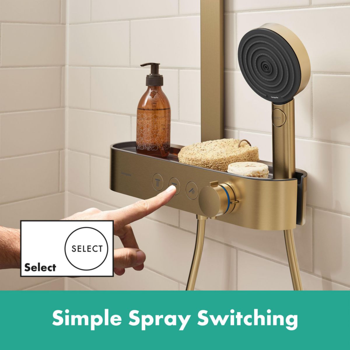 hansgrohe Pulsify S Colonne de douche 260 2jet avec mitigeur thermostatique ShowerTablet Select 400, Bronze brossé