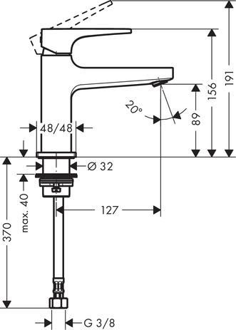 Robinet de lave-mains HG Metropol 100 sans tirette ni vidage réf. 32501000